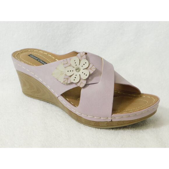 Good Choice Shoes - W606 Good Choice Lilac Selly Flower Wedge Sandals Size 8 M